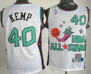 NBA 1996 All-Star #40 Shawn Kemp White Hardwood Classics Soul Swingman Throwback Jersey