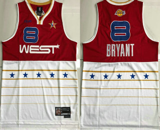 NBA 2006 All Star #8 Kobe Bryant Red White Hardwood Classics Soul Swingman Throwback Jersey