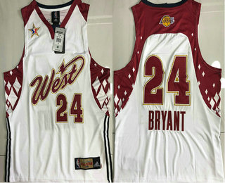NBA 2007 All-Star Los Angeles Lakers #24 Kobe Bryant White Hardwood Classics Soul AU Throwback Jersey