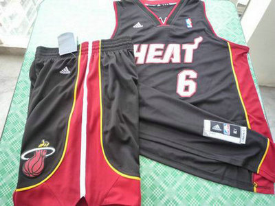 Miami Heat 6 LeBron James black swingman Basketball Suit