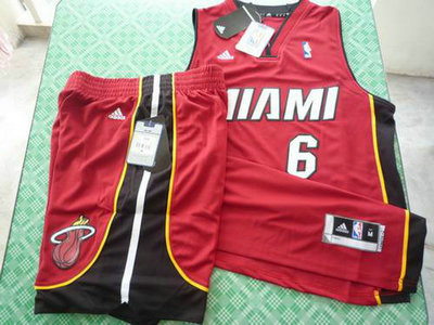 Miami Heat 6 LeBron James red Basketball Suit