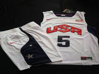 2012 Olympics Team USA 5 Kevin Durant White Basketball Suit 