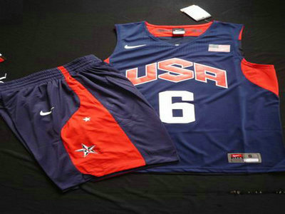 2012 Olympics Team USA 6 LeBron James Blue Basketball Suit 