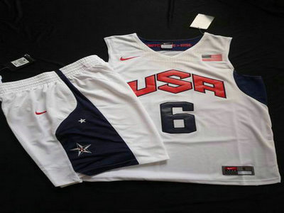 2012 Olympics Team USA 6 LeBron James White Basketball Suit 