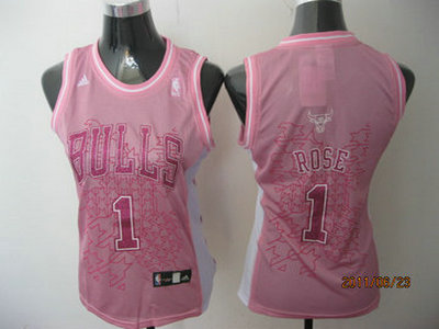 NBA women Chicago Bulls 1 Rose pink jerseys