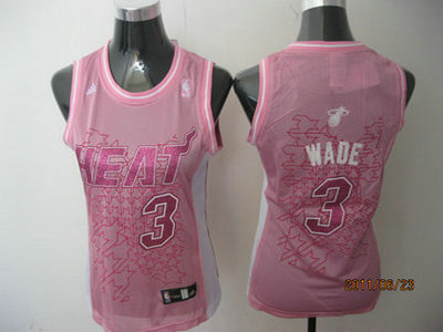 NBA women Miami Heat 3 Wade pink jerseys
