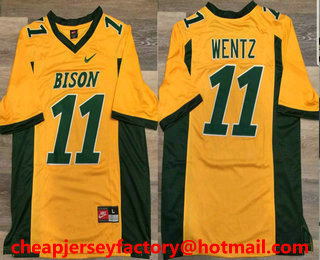 NCAA Bison #11 Carson Wentz Yellow Jersey