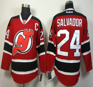 New Jersey Devils #24 Bryce Salvador Red With Black Jersey