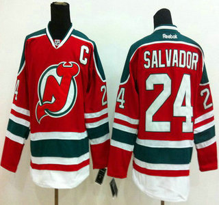 New Jersey Devils #24 Bryce Salvador Red With Green Jersey