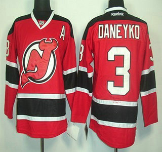 New Jersey Devils 3 Ken Daneykd Red With Black Jersey