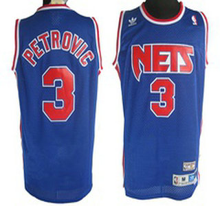 New Jersey Nets #3 Drazen Petrovic Blue Hardwood Classics Soul Swingman Throwback Jersey