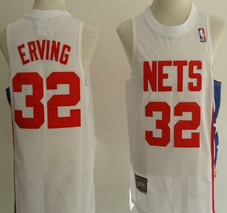 New Jersey Nets #32 Julius Erving White Hardwood Classics Soul Swingman Throwback Jersey