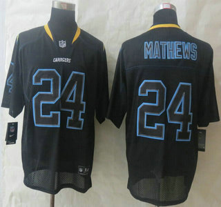 Nike San Diego Chargers #24 Ryan Mathews Lights Out Black Elite Jersey