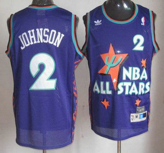 New Orleans Hornets #2 Larry Johnson Purple 1995 All Star Throwback Jersey