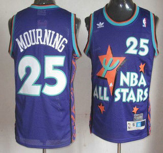 New Orleans Hornets #25 Alonzo Mourning Purple 1995 All Star Throwback Jersey