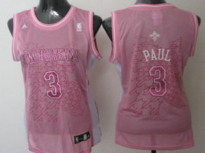 New Orleans Hornets 3 Paul Pink Womens Jersey