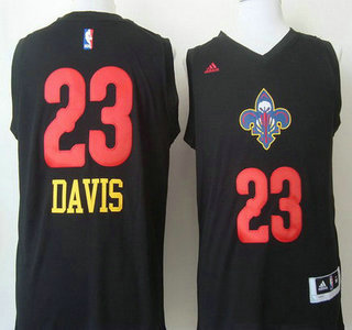 New Orleans Pelicans #23 Anthony Davis 2015 Black With Red Fashion Jersey