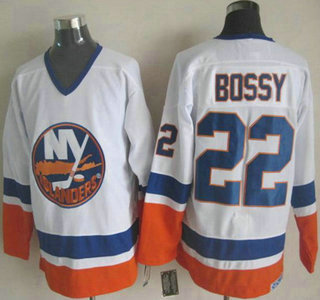 New York Islanders #22 Mike Bossy White Throwback CCM Jersey