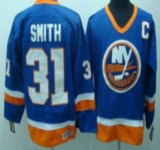 New York Islanders #31 Billy Smith Light Blue Throwback CCM Jersey