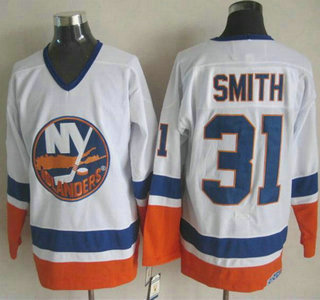 New York Islanders #31 Billy Smith White Throwback CCM Jersey
