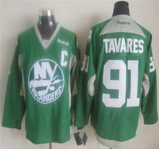 New York Islanders #91 John Tavares 2014 Training Green Jersey