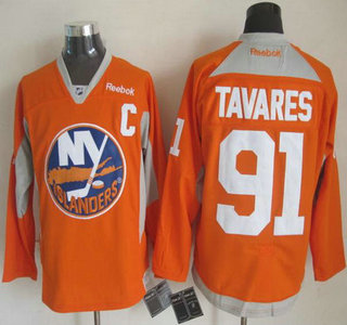 New York Islanders #91 John Tavares 2014 Training Orange Jersey