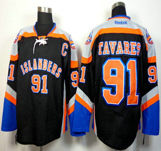 New York Islanders #91 John Tavares Black Third Jersey