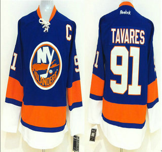 New York Islanders #91 John Tavares With C Patch Blue Jersey