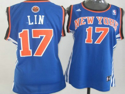 New York Knicks 17 Jeremy Lin Revolution 30 Swingman Blue Womens Jersey