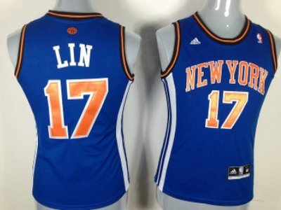 New York Knicks 17 Jeremy Lin Revolution 30 Swingman Blue Womens Jersey