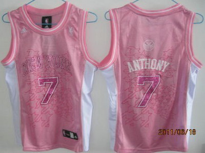 New York Knicks 7 Anthony Pink Womens Jersey 