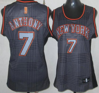 New York Knicks #7 Carmelo Anthony Black Rhythm Fashion Revolution 30 Swingman Womens Jersey