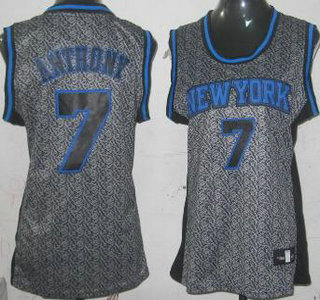 New York Knicks #7 Carmelo Anthony Grey Static Fashion Swingman Womens Jersey