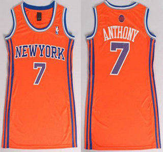 New York Knicks #7 Carmelo Anthony Orange Revolution 30 Swingman Womens Dress