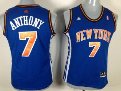 New York Knicks 7 Carmelo Anthony Revolution 30 Swingman Blue Womens Jersey
