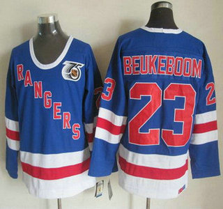 New York Rangers #23 Jeff Beukeboom Light Blue 75TH Throwback CCM Jersey