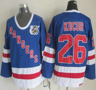 New York Rangers #26 Joe Kocur Light Blue 75TH Throwback CCM Jersey