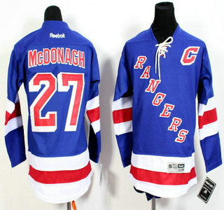 New York Rangers #27 Ryan Mcdonagh Light Blue Kids Jersey
