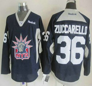 New York Rangers #36 Mats Zuccarello 2014 NYR Training Navy Blue Jersey