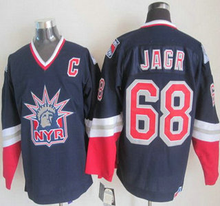 New York Rangers #68 Jaromir Jagr Navy Blue Throwback CCM Jersey