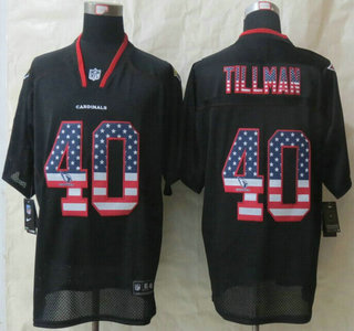 Nike Arizona Cardinals Jersey #40 Pat Tillman 2014 USA Flag Fashion Black Elite Jersey