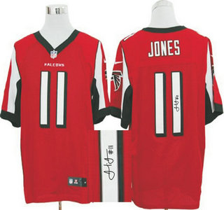 Nike Atlanta Falcons #11 Julio Jones Red Elite Signed Jersey