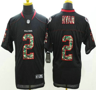 Nike Atlanta Falcons #2 Matt Ryan Black With Camo Elite Jersey
