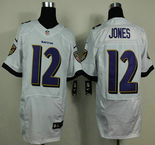 Nike Baltimore Ravens #12 Jacoby Jones 2013 White Elite Jersey