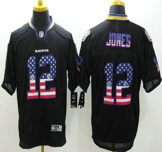 Nike Baltimore Ravens #12 Jacoby Jones 2014 USA Flag Fashion Black Elite Jersey