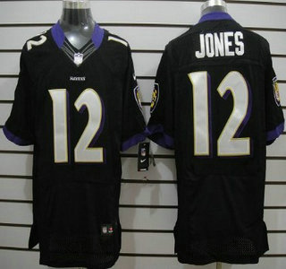 Nike Baltimore Ravens #12 Jacoby Jones Black Elite Jersey