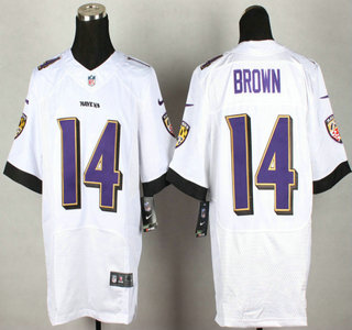 Nike Baltimore Ravens #14 Marlon Brown 2013 White Elite Jersey