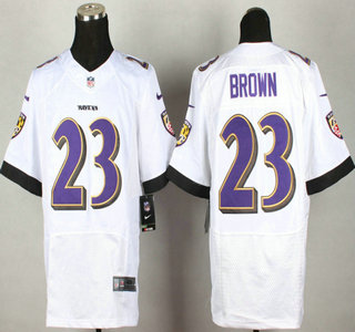 Nike Baltimore Ravens #23 Chykie Brown 2013 White Elite Jersey