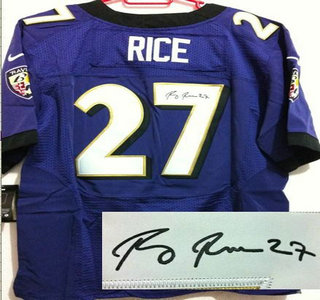 Nike Baltimore Ravens #27 Ray Rice Purple Signed Elite NFL Jerseys