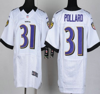 Nike Baltimore Ravens #31 Bernard Pollard White Elite Jersey